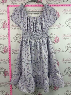 Arshiner dress milkmaid y2k Lavender Floral Smocked Waist Mini Dress